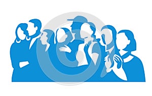 Group of people silhouettes vector banner design. Female and male figures clipart.