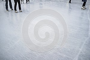Group of people in skating on ice