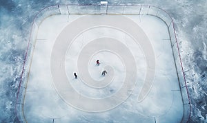 Group of People Skating on Ice Rink