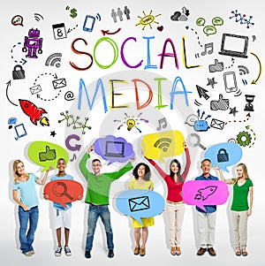 Group of People with Social Media Theme