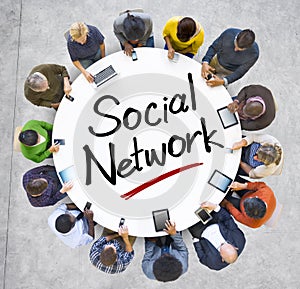 Group of People with Social Network Concept