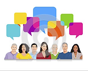 Group of People with Speech Bubbles