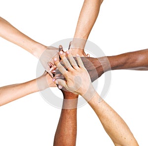 Group Of People Stacking Their Hands Together