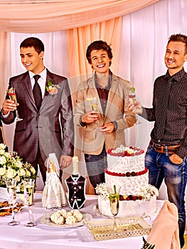 Group people at stage party