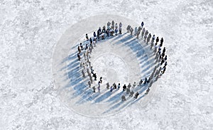 Group of people standing in circle, a meeting