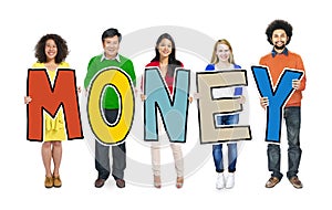 Group of People Standing Holding Money