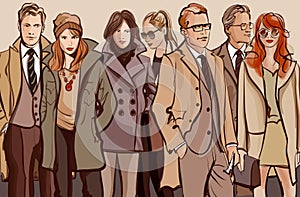 Group of people standing in a row