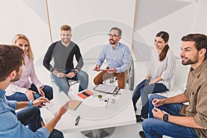 Group of people talking over