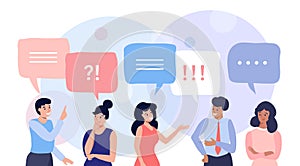 Group of people talking and thinking, concept illustration