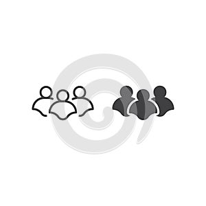 Group of people, teamwork, community, organization. Vector icon template