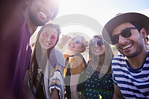 Group of people took a selfie at party