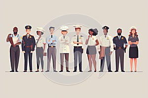 Group of People in Uniforms Standing in a Row