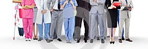 Group of People with various jobs careers standing with white background