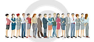 a group of people waiting and standing in line illustration