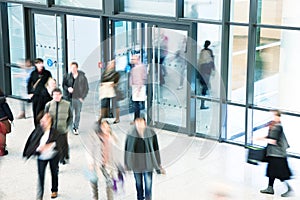 Group of People Walking in Shopping Centre, Motion Blur