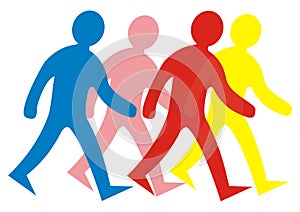 Group of people walking, vector icon