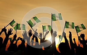 Group of People Waving Flag of Nigeria photo