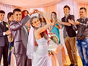 Group people at wedding dance