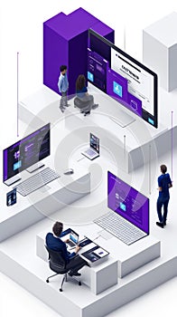 A group of people are working on a computer, with one person typing on a