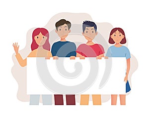 Group Of PeopleI llustration Set Isolated With Banner photo