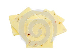 Group of pepper jack cheese on a white background