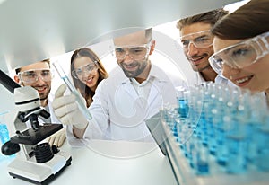 Group of pharmacists working in the laboratory.