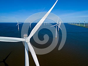 A group of picturesque windmills from the Netherlands Flevoland Spring day