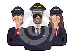 Group of pilots avatar character