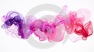 a group of pink and purple smokes on a white background. generative ai