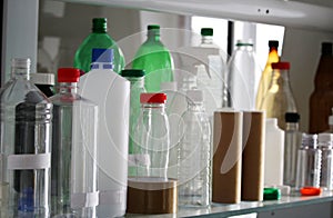 Group of plastic PET bottles for beverage