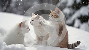 Group of Playful British Shorthair Kittens Outdoors