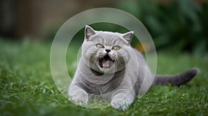 Group of Playful British Shorthair Kittens Outdoors