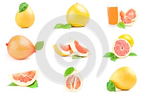 Group of pommelo on a white background photo