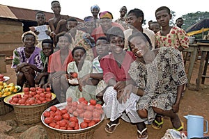 Group portrait female market vendors, Ghana