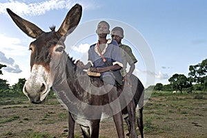 Group portrait of young Ghanaian herdsmen