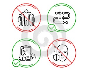 Group, Prescription drugs and Methodology icons set. Face protection sign. Vector