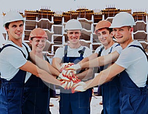 Group of professional construction workers.