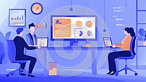 Team analyzing data reports and charts