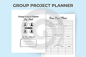 Group project planner KDP interior. Educational group project tracker template. KDP interior log book. Students group project