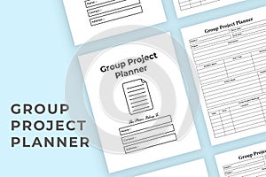 Group project planner KDP interior. Student`s group project organizer and information tracker template. KDP interior notebook.