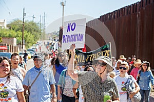 Group protesting deportation of veterans at USA and Mexico border