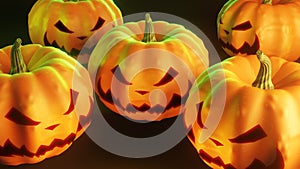 Halloween pumpkins on black background photo