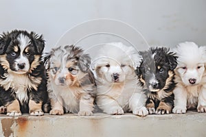 A Group of Puppies Sitting Next to Each Other. Generative AI