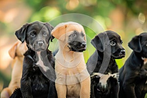 Group of Puppies Sitting Next to Each Other. Generative AI