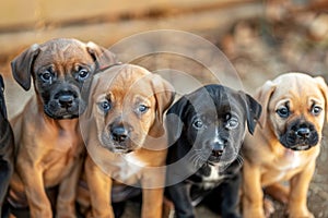 Group of Puppies Sitting Next to Each Other. Generative AI