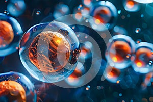 Group of purple blobs floating in space.