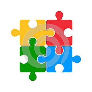 Group puzzle, teamwork, partnership, cooperation, integration - vector