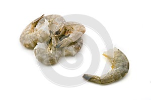 Group of raw headless shrimps