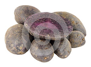 Group Of Raw Purple Majesty Potatoes