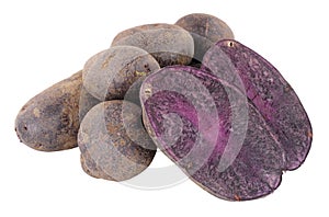 Group Of Raw Purple Majesty Potatoes